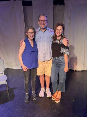 Teachers Mary Pat McCoy & David Koff pose with Amanda, a former student. Picture came just after our improvised set at 21Ten theatre.