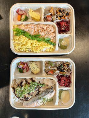 Fresh combo salmon/chicken bento and salmon egg bento