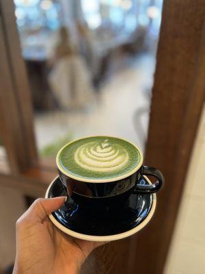 Matcha green tea latte with soy milk