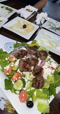 Greek salad with lamb