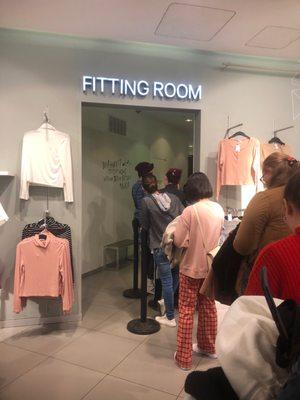 Always a long slow line for the fitting room