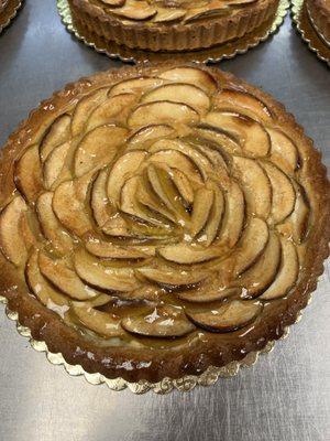 Delicious Apple tart with marzipan and almond shell