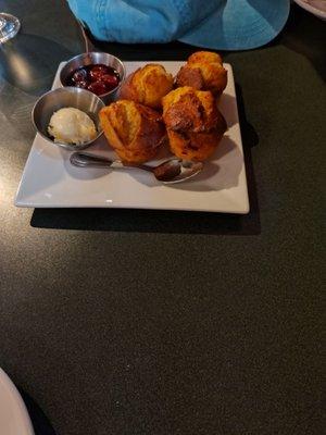 Complimentary corn bread with cranberries.