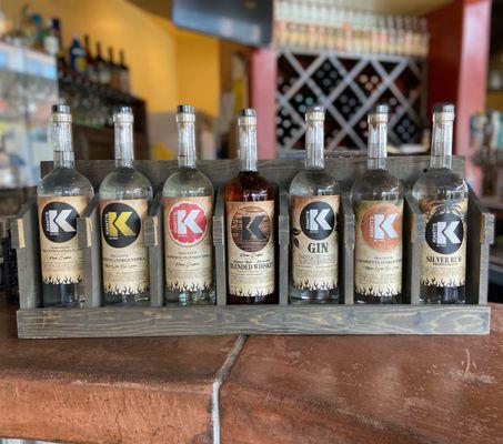 Kianti's label alcohol: whiskey, tequila, vodka, gin