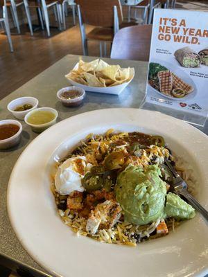 Fiesta Burrito Bowl with Tofu and no rice.