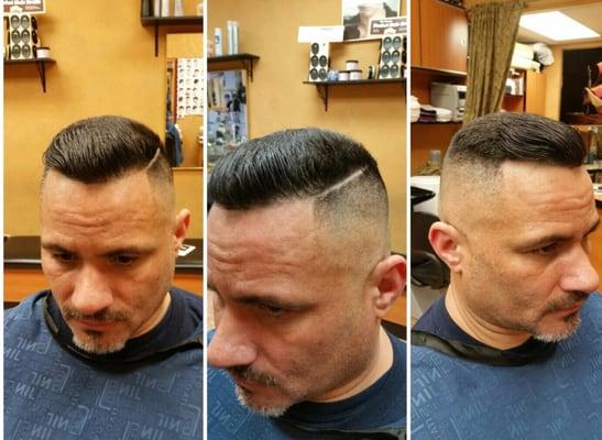 High skin Fade w/ Hard part  MILITARY STYLE!