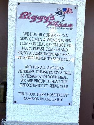 Plaque outside for military