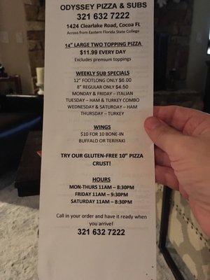 Menu front