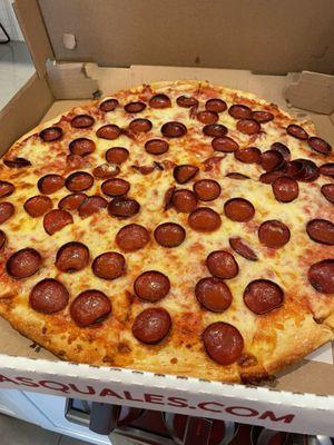 Large cheese and pep - solid Buffalo pizza