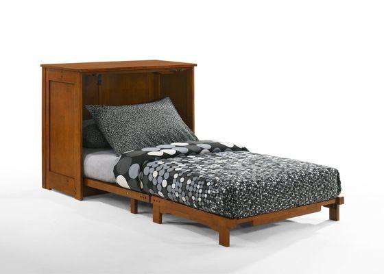 New solid wood cabinet bed with memory foam mattress available in full or twin size and multiple colors!