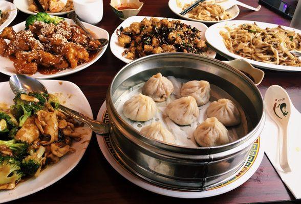 Sesame Chicken, Pork Xiao Long Bao, Chicken & Broccoli, Chicken Chow Mein