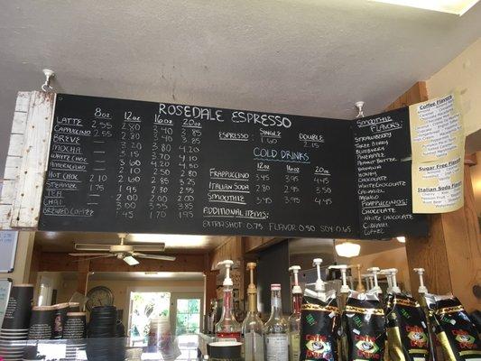 Espresso menu