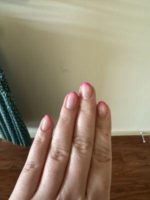 French pink, I asked for it to be a thin French and ah they look so good!