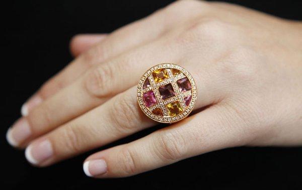 18K Rose Gold with Diamonds and Semi-Precious Gem Stones