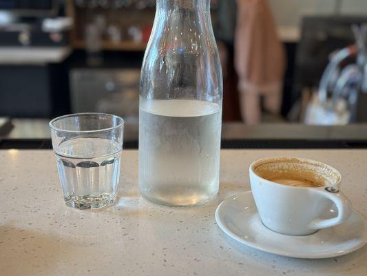 Water and a latte