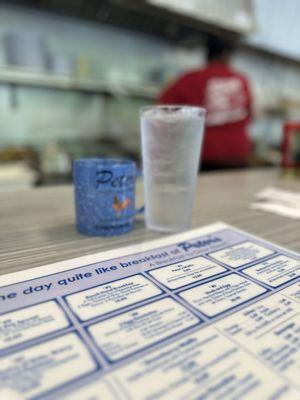 Menu and logo coffee cups..