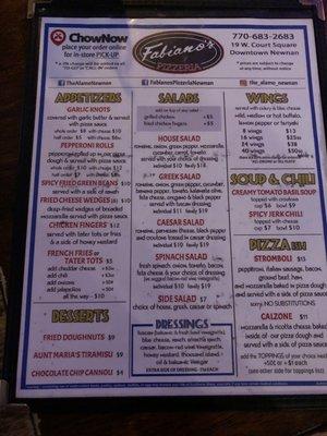 menu options