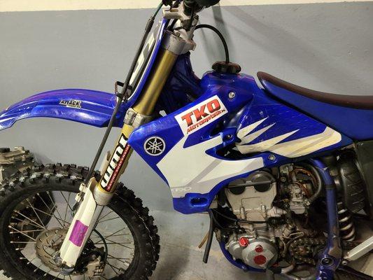 TKO sticker on Yamaha dirtbike