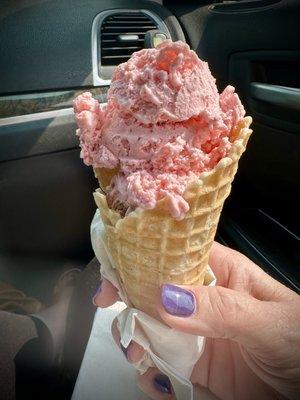 Delicious Strawberry Waffle Cone