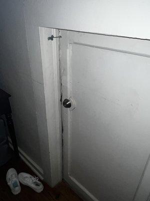 There "safety lock" to a door that leads outside.