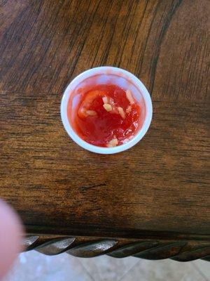 Gelatinous sauce. Maybe old?