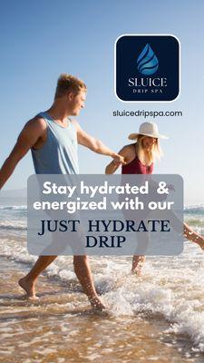 Summer is here, and it's the perfect time to prioritize your hydration!  At Sluice Drip Spa, we offer our refreshing Hydrate Drip.