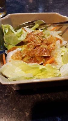 Ginger dressing on house salad.