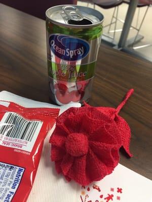 they made me an origami flower from the gauze to distract me! I always struggle w donations, but this time was seamless!