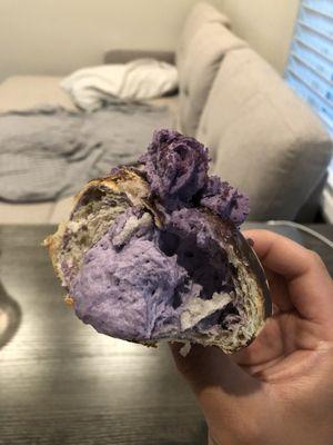 Inside of ube croissant!