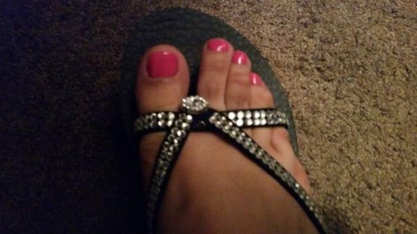 Shellac pedicure in pink #1