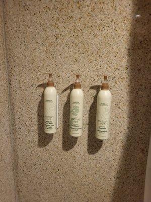 Soap, shampoo,  conditioner in shower