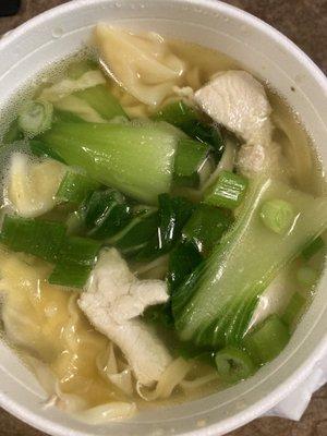 Wonton soup with chicken. Add noodle.