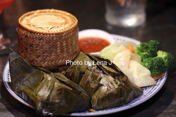 Ho Mok Pla (Lao Style Steamed Catfish) ($22) - steamed catfish folded in banana leaves. Great! Very flavorful.