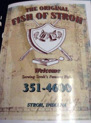 The front of the "Fish of Stroh" menu.