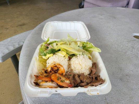 Steak and shrimp plate