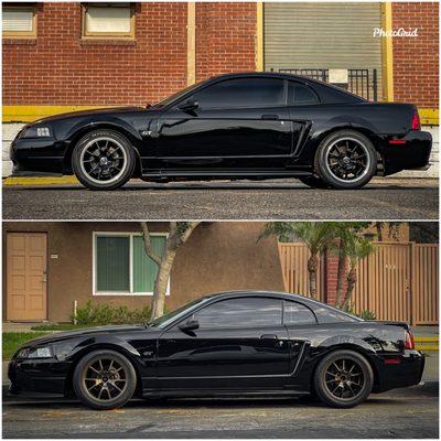 Before and after triple bronze powder coated wheels