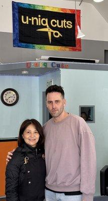 Me & Julie who gives the best haircuts leaving me feeling fresh and clean for the weekend.