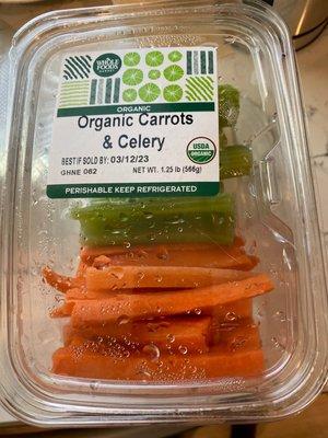 I'm almost  sure these WEREN'T PROPERLY REFRIGERATED as the carrots and celery rotted not too long after I put them in my fridge!