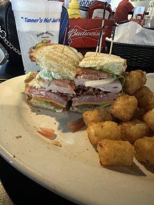 Club sandwich and tots