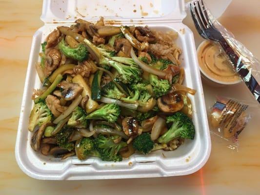 Chicken teriyaki with a side dish of broccoli added in. Yum.