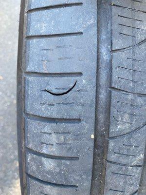 Slit in tire