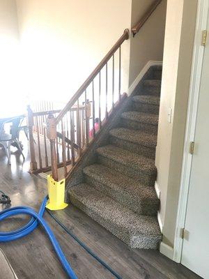 Clean stairs after steaming.