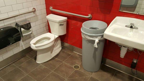 Good sized single stall bathroom, clean.