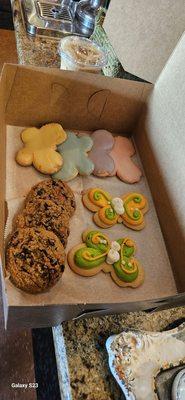 Decorated butterfly sugar cookies and oatmeal raisin