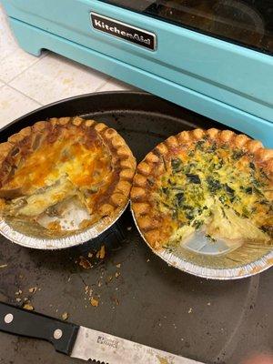 Mushroom Quiche and Spinach Quiche