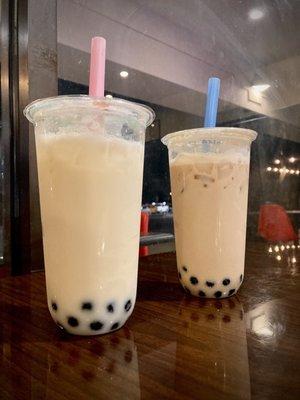 Jasmine and Aki milk tea with tapioca boba