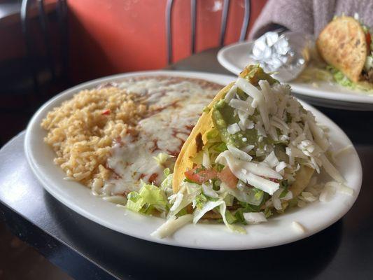 Quesadillas and tacos with shredded beef