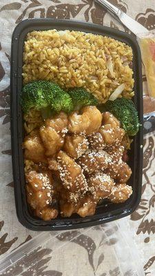 Sesame chicken with pork fried rice combination