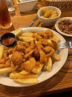 Yummy fried shrimp and hush puppies