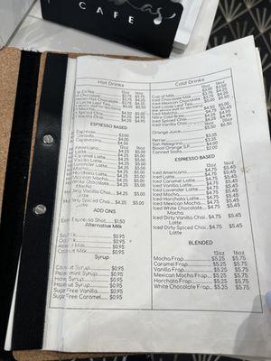 Menu as of 12/24/23